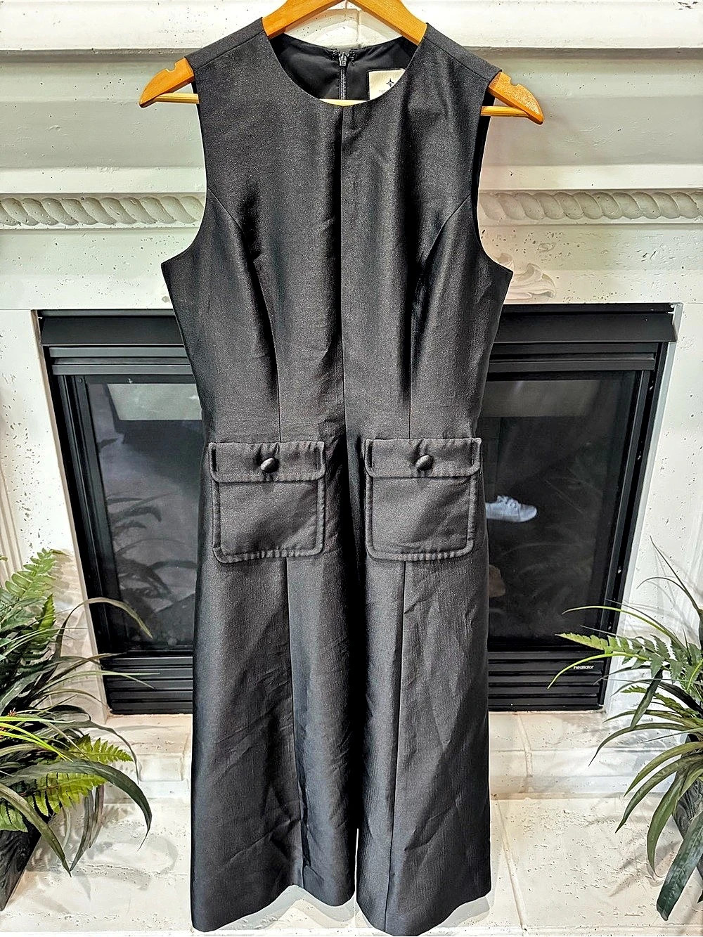 Tuckernuck Black Dupioni Helene Midi Dress Size 10 Like New